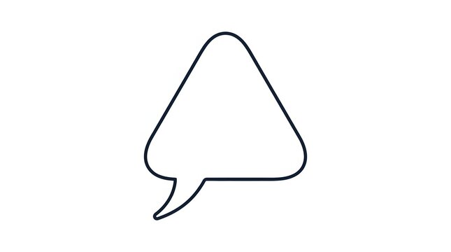 Outline speech bubble with a pointed tail shaped like a curved triangle for text placement.