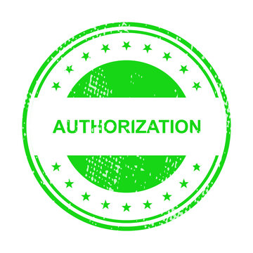 Authorization badge with green geometric pattern isolated on transparent background