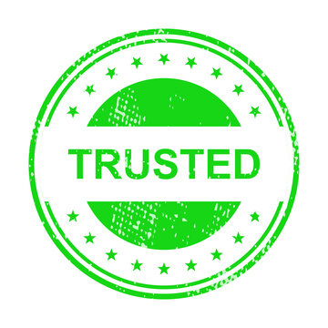 Trusted badge with green checkmark and leaves isolated on transparent background