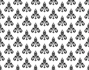 Obraz premium Flower geometric pattern. Seamless vector background. White and black ornament.