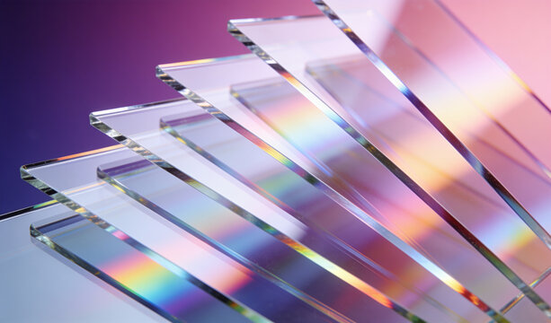 Smooth, glossy prism glass set in layers
