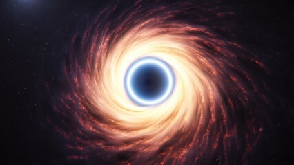 Cosmic space phenomenon, Glowing black hole with accretion vortex in deep galaxy space. 3d rendering. © SohubProduction