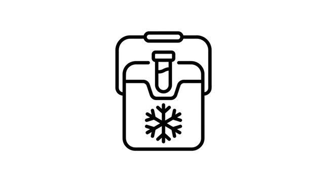 Isolated cooler bag with snowflake and test tube icon, scientific transport