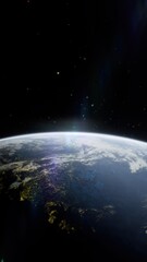 Cinematic Planet Earth Rotating in Dark Outer Space with Stars Background. © SohubProduction