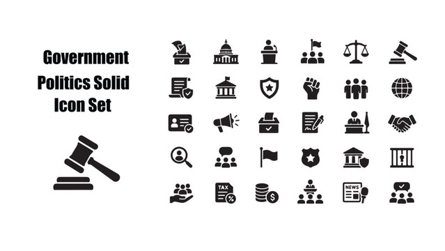 Government Politics Solid Icon Set
