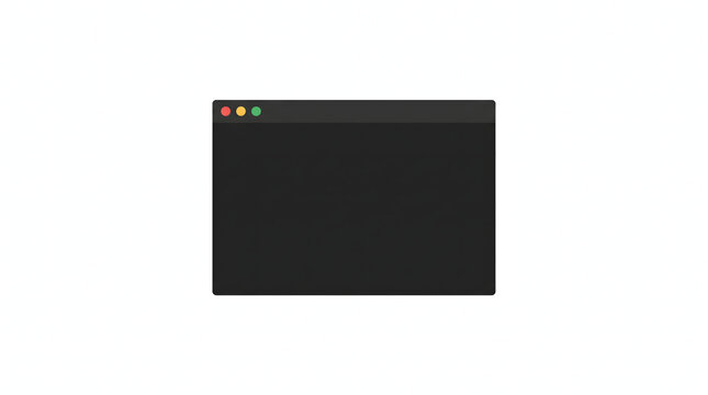 Minimalist dark mode browser window mockup for web design and user interface presentation