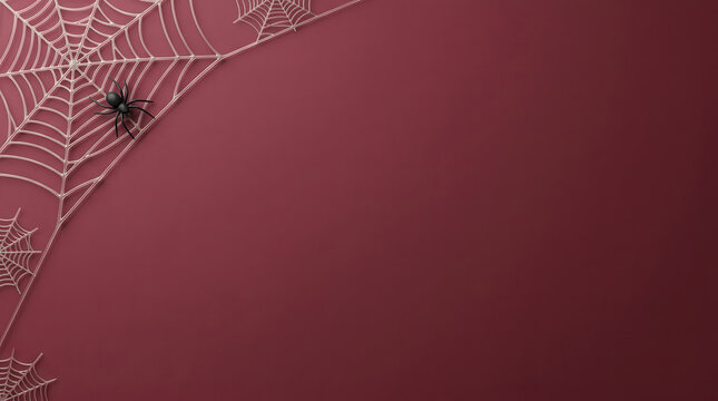 A dark red background with spider web pattern in the corner for halloween design