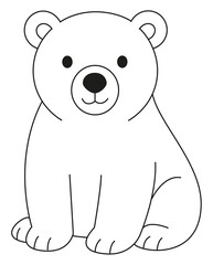 Obraz premium Flauschiger Eisbär-Cartoon, handgezeichnete Linienkunst-Illustration, Doodle-Kunst-Malvorlage für Kinder