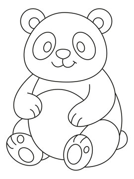 Flauschiger B&auml;r &ndash; Cartoon-Umriss, handgezeichnete Linienkunst-Illustration, Doodle-Kunst-Malvorlage f&uuml;r Kinder