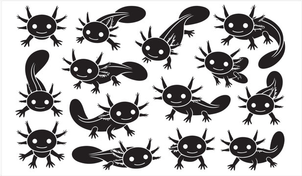 Playful black mythical animal illustrations