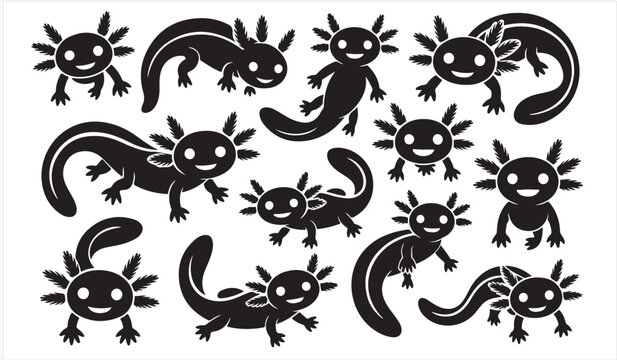 Black cartoon creature silhouette collection