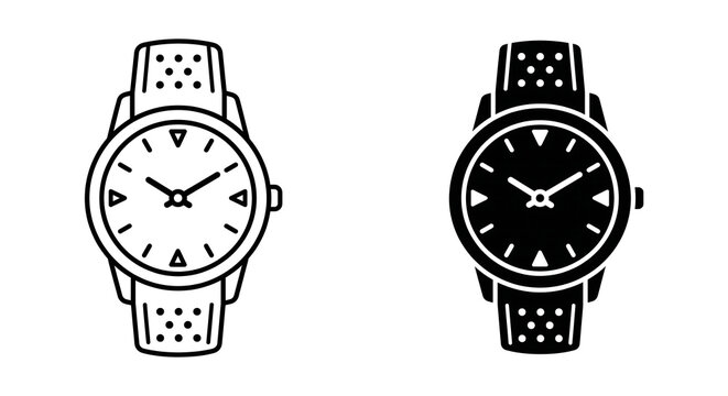 Collection of outlined sports icons including tennis, badminton, baseball, table tennis, trophy, and players in various poses on transparent background. Concept of watches.