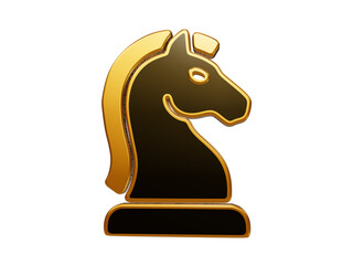 Black and gold metallic chess knight icon 3d illustration for strategic game element or ui design. © Mdsamim