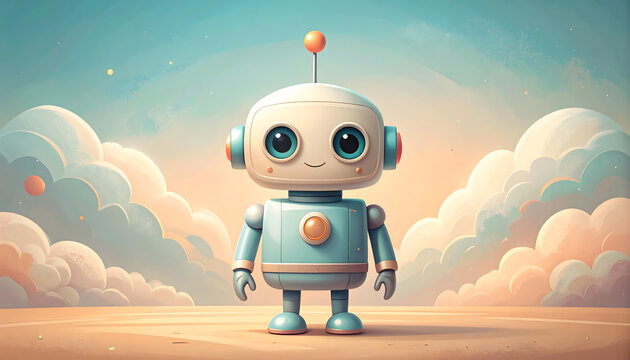 Gentle balance between screen time and real life shown by small robot creating balanced mood generative AI