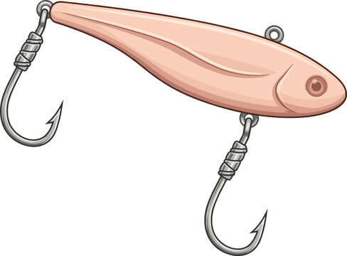 Fish shaped fishing lure with double hooks and artificial bait design