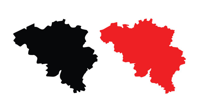 Belgium Map Black and Red Silhouette Vector Illustration