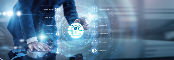 Defender point of Network Security threat prevention and firewall defense concept safeguarding essential corporate infrastructures actively. Neutralizing digital cyber risks in a fast web. © CyberFrame