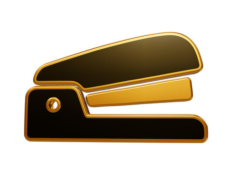 Stylish black and gold stapler icon signifying office supplies and stationery for administrative tasks.