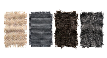 Rustic woven burlap and dark textured fleece fabric swatches set © Pimpun