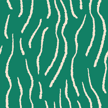 Seamless abstract pattern design. Endless texture, hand-drawn wavy lines, wave brushstrokes in modern doodle style. Repeating print, background with curvy brush strokes. Flat vector illustration