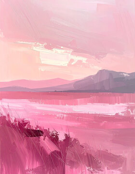 Contemporary abstract oil sketch soft blurred ros&eacute; pink creating horizontal drag marks richter mood generative AI
