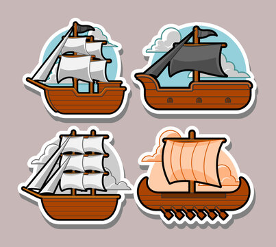 Collection of Vintage Sailing Ship Sticker