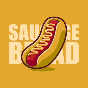 Japanese Style Sausage Bread or Sausage Pan Digital Illustration for Logo, Sticker, and other Merchandise