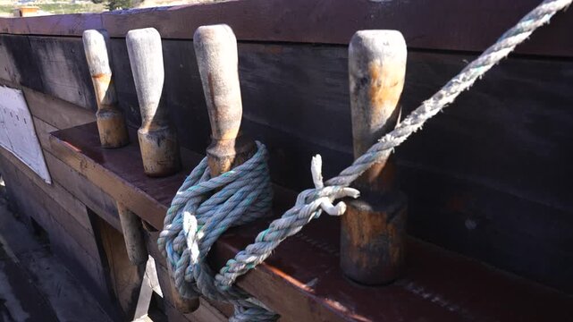 Details From Replica of Victoria, Ferdinand Magellan Expedition Ship From 16th Century, Punta Arenas, Chile