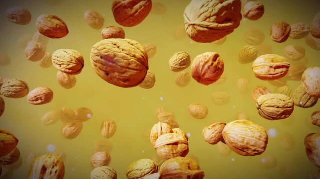 Abstract Walnuts Swirling In Mist