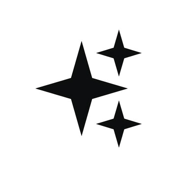 Black sparkle stars cluster vector icon, magic twinkle symbol