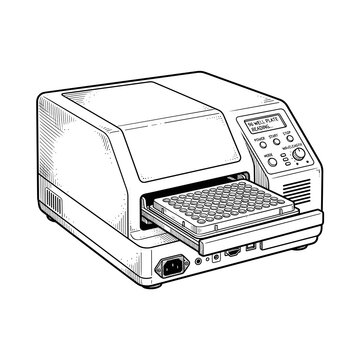 Laboratory microplate reader with 96 wells for high-throughput assay analysis blog, website, and education