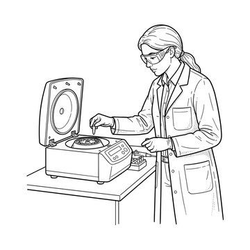 Researcher loading samples into laboratory centrifuge for science blog, website and educational use