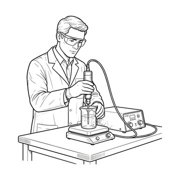 Researcher using sonicator probe for cell lysis and mixing in laboratory blog and website