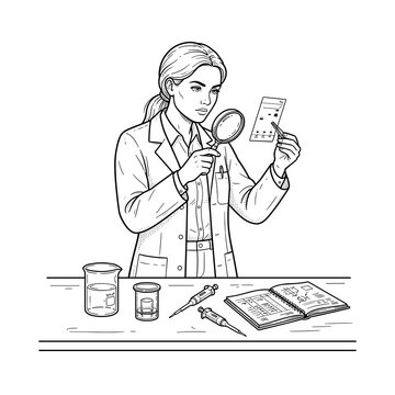 Scientist examining chromatography results with magnifying glass for chemical analysis in blog