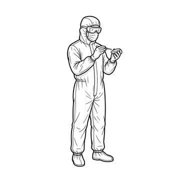 Scientist in cleanroom bunny suit for sterile laboratory environment in science blog and website