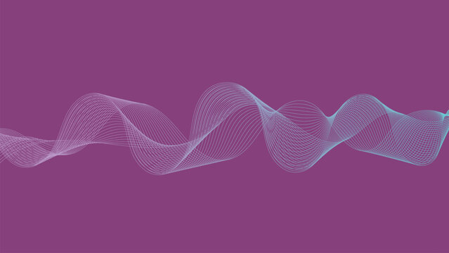Abstract pink blue wave gradient illustration with smooth flowing lines rhythmic motion purple background vibrant fluid vector design