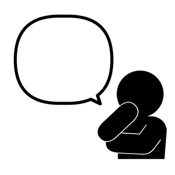 考える人と空欄の吹き出し｜思考・質問・会話・自由記入