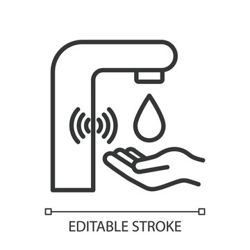 Automatic sensor faucet with water drop and hand icon