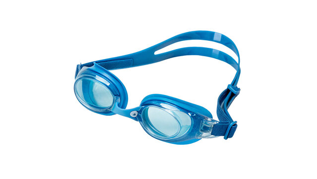 Blue swimming goggles eyewear sports accessory for pool training isolated on a white background