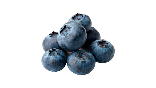 Heap of fresh ripe organic blueberries raw healthy snack isolated on a white background