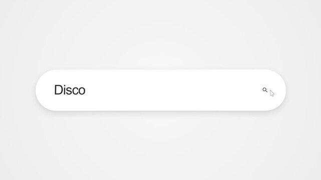 Typing the word Disco into a web browser search bar, showing an online search and internet browsing activity