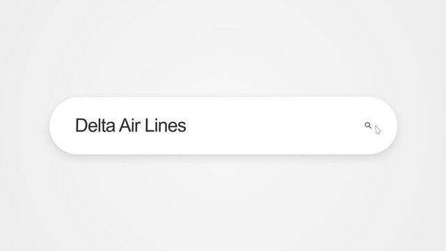 Enter Delta Air Lines Into An Internet Browser Search Bar On A Computer Screen. Close-up Shot
