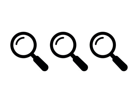 Magnifying glass vector icons set. Search and zoom symbol.
