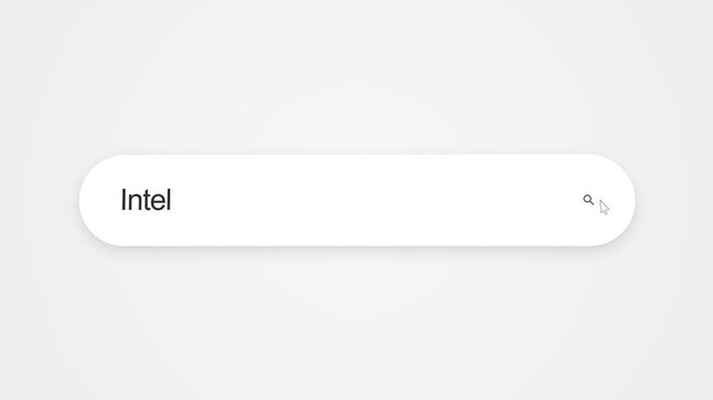 Typing the word Intel into the search bar of a web browser on a digital device