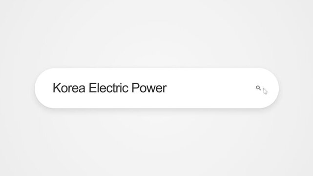 Web browser screen showing Korea Electric Power being typed into a search bar on a webpage