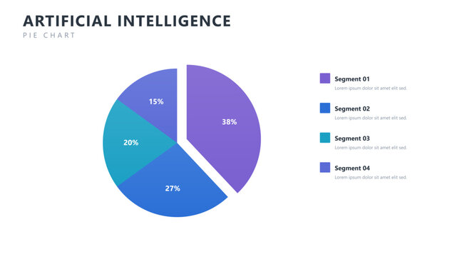 Artificial intelligence exploded pie chart infographic template, vector business presentation design
