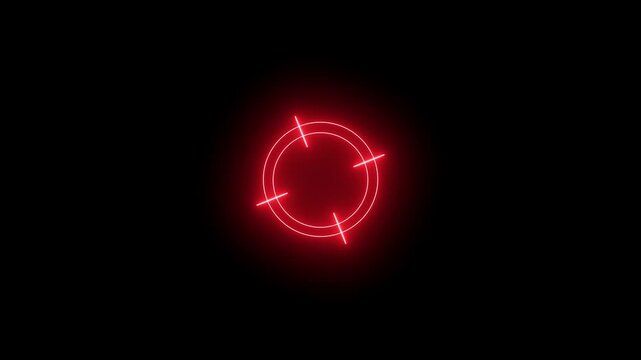 Neon glowing light target icon animation with blue color. target and arrow icon. Military training ,Target animation, target sniper, target gaming animation.4k animation video