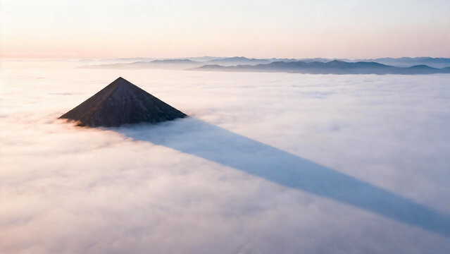 Mountain Shadow Across Sea of Clouds
