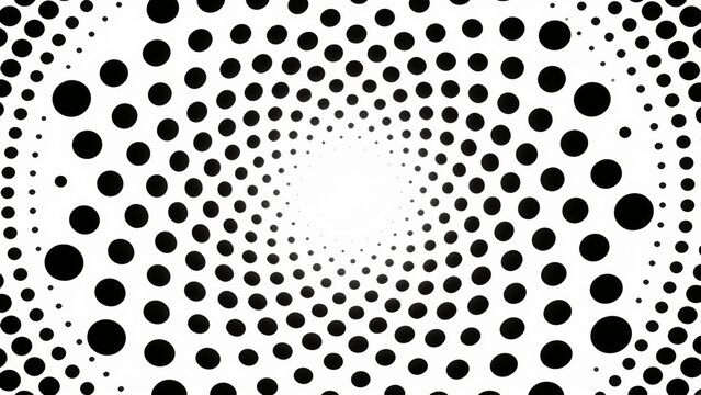Abstract monochrome halftone pattern with black dots arranged in concentric circles halftone concentric abstract monochrome geometric background illusion