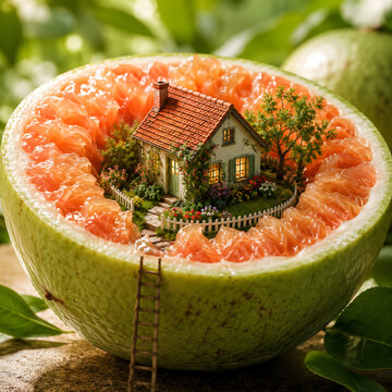 Tiny House Inside a Giant Tropical Fruit
